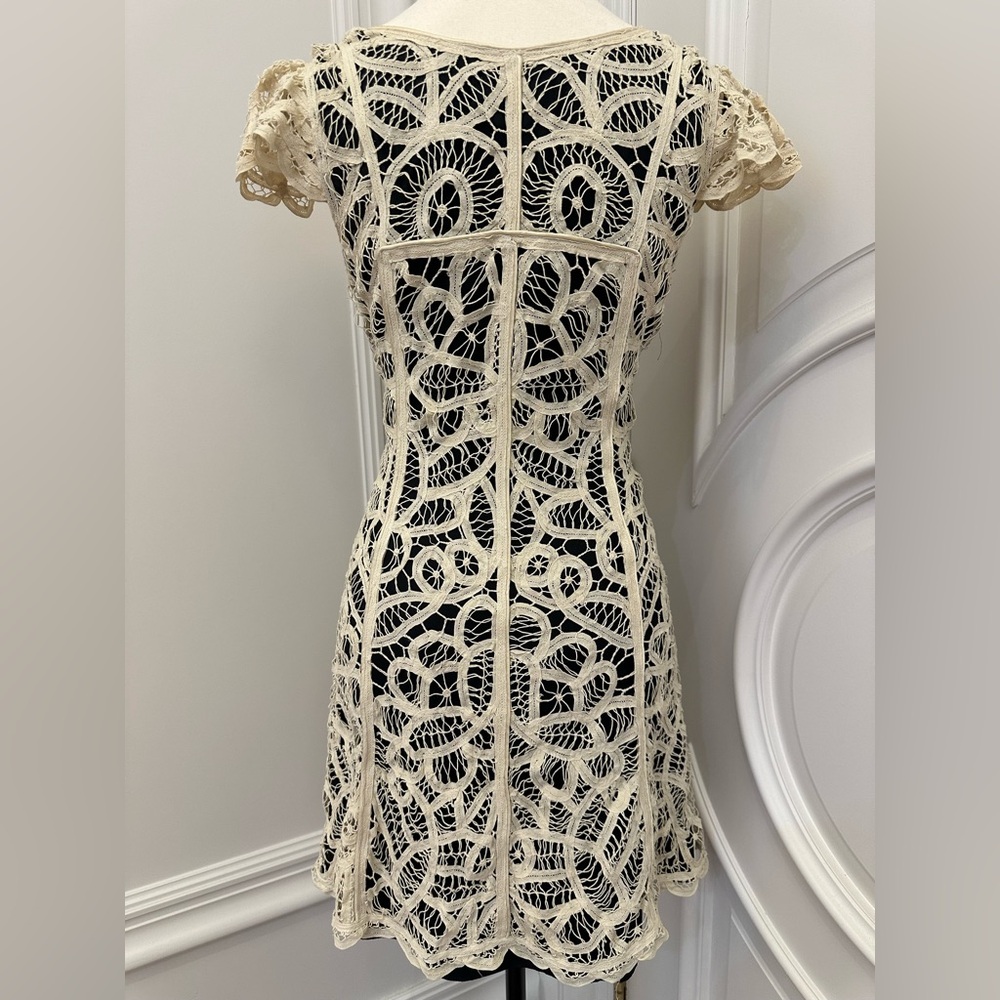 Betsy Johnson Vintage Y2K 100% Silk 100% Cotton Scalloped Crochet Dress (Size 4) - Picture 10 of 12